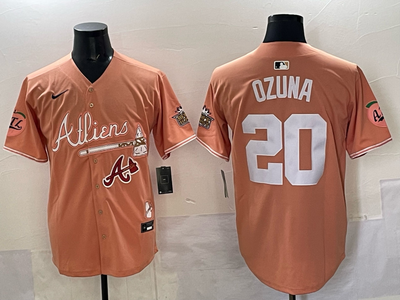 Men Atlanta Braves 20 Ozuna orange 2025 Nike MLB Jersey style 03